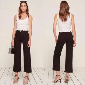 Reformation Stretch Flood Straight Leg Jeans in Black Wash Size 26